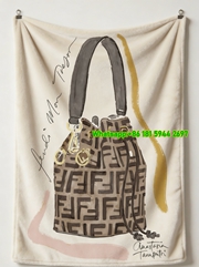Fendi Mon Tresor Bucket Bag Watercolor Flannel Throw Blanket IMG_9583